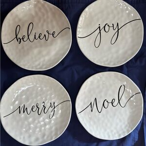 Elegant White Holiday Decor Plates Set